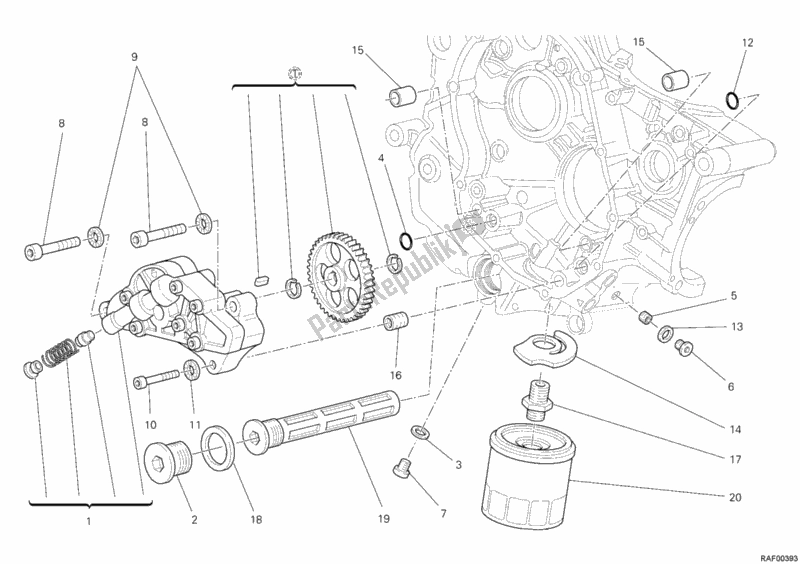 Alle onderdelen voor de Oliepomp - Filter van de Ducati Hypermotard 1100 EVO 2012